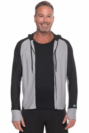 Men's Ocala Swim Hoodie | Black Colorblock men's full coverage swimwear, casual swimwear for men