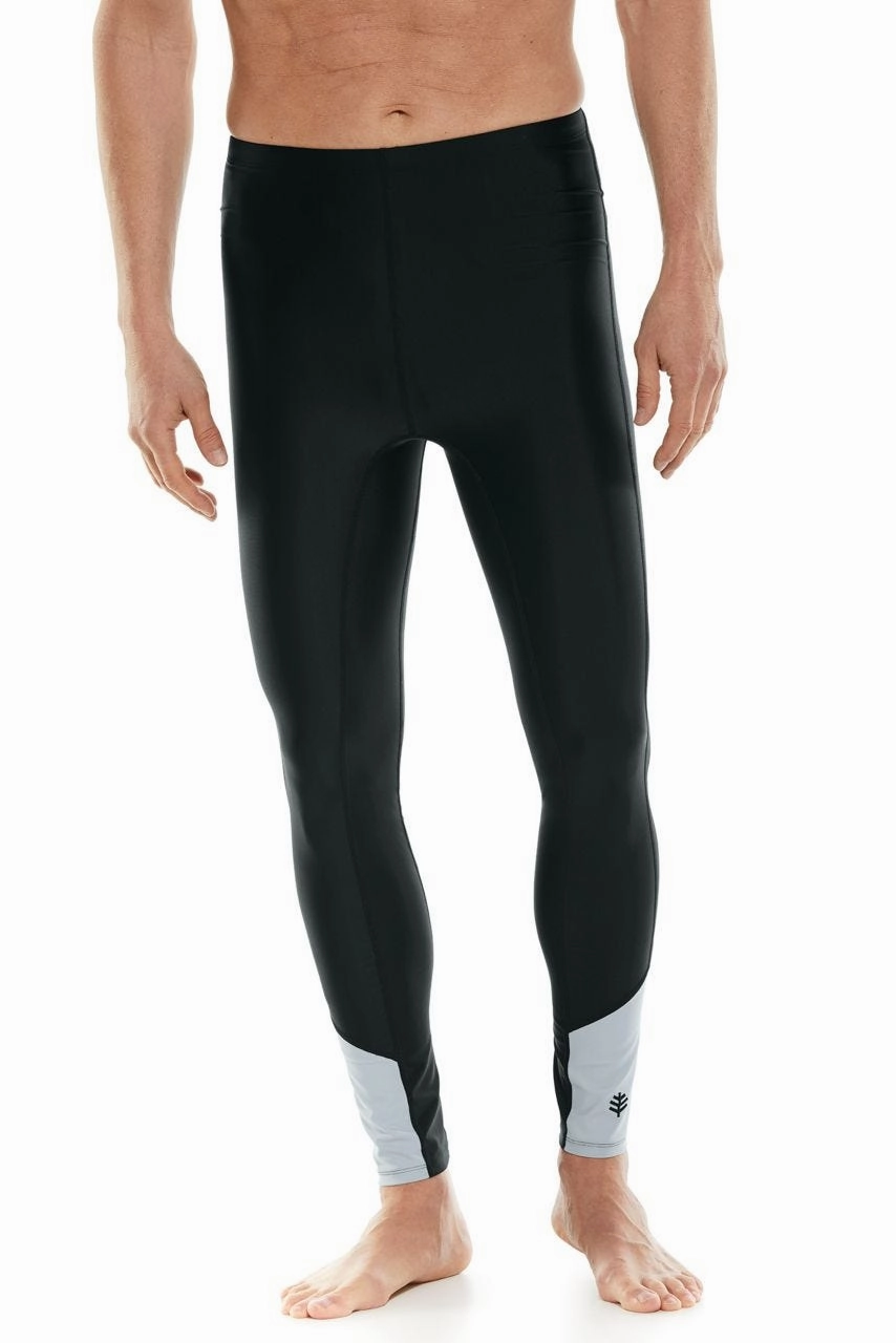 Men's Point Break Swim Tights | Black Colorblock men's full coverage swimwear, casual swimwear for men