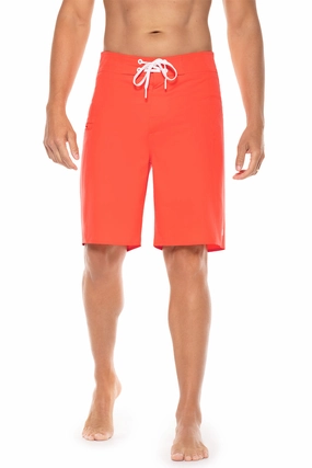 Men's San Marino Boardshort | Vivid Coral men's full coverage swimwear, casual swimwear for men