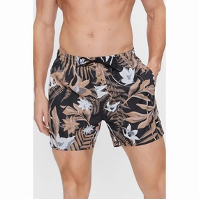 Men's Standard Piranha Tropical Print Swim Trunks In Multicolor mens full coverage swimwear, stylish mens swim trunks