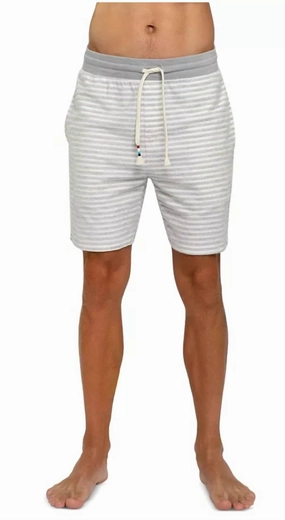 Men's Stripe Fleece Short In Natural mens beach swimwear, quick dry mens swimsuits