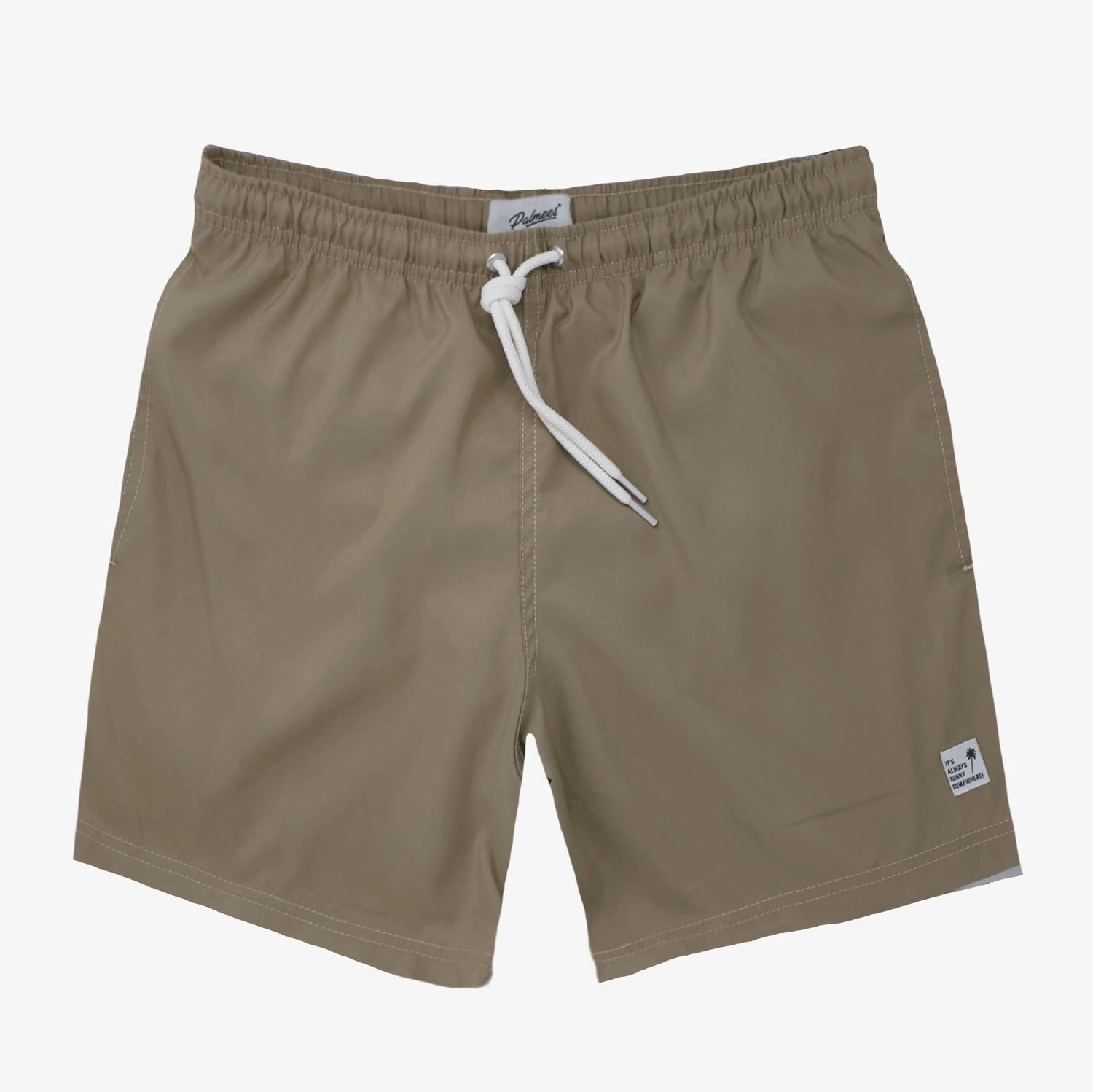 Men's Swim Short In Khaki mens full coverage swimwear, stylish mens swim trunks