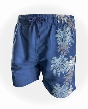 Men's Swim Short Palms In Navy mens full coverage swimwear, stylish mens swim trunks