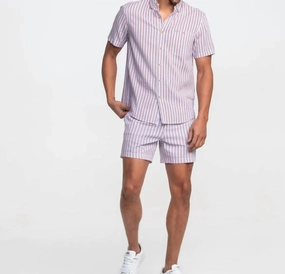 Men's Swim Shorts In Clubhouse Seersucker mens full coverage swimwear, stylish mens swim trunks