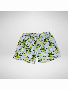 Men's Swim Shorts In Coast Lemon mens full coverage swimwear, stylish mens swim trunks