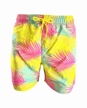 Men's Swim Shorts In Neon Multi Palms mens beach swimwear, quick dry mens swimsuits