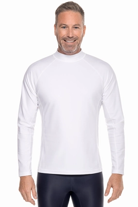 Men's Tulum Long Sleeve Surf Rash Guard | White men's full coverage swimwear, casual swimwear for men