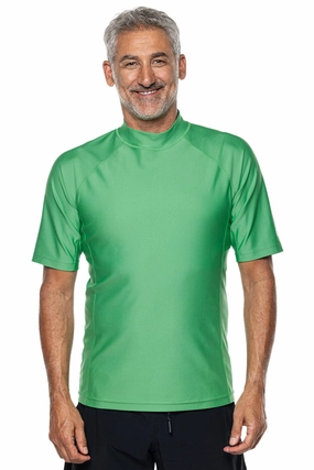 Men's Tulum Short Sleeve Surf Rash Guard | Palm Green men's full coverage swimwear, casual swimwear for men