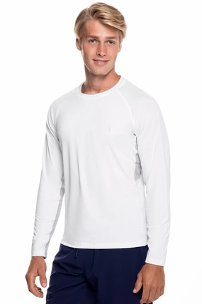 Men's Ultimate Long Sleeve Rash Guard | White men's full coverage swimwear, casual swimwear for men