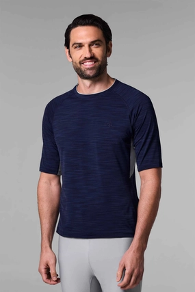 Men's Ultimate Short Sleeve Rash Guard | Navy Line men's full coverage swimwear, casual swimwear for men