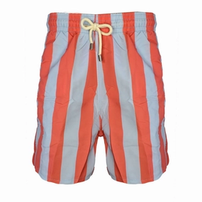 Men The Classic Drawstrings Swim Shorts Trunks In Coral Ash Blue mens beach swimwear, quick dry mens swimsuits