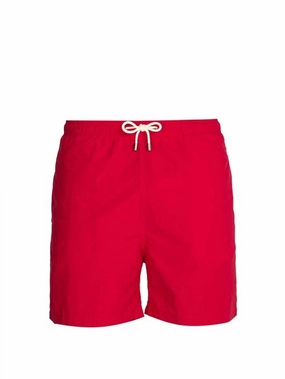 Men The Classic Drawstrings Swim Shorts Trunks In Red mens beach swimwear, quick dry mens swimsuits