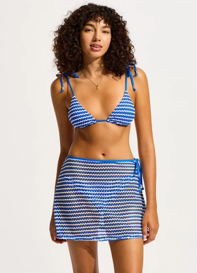 Mesh Effect A-Line Skirt - Azure push up bikinis women, sporty womens bikini sets