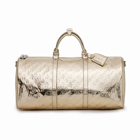 High Capacity Travel Bag Outdoor Gear Bag Metallic Monogram Duffle Bag - Metallic Gold