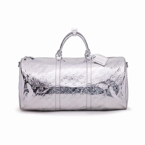 Collapsible Travel Bag Daypack Travel Bag Metallic Monogram Duffle Bag - Metallic Silver