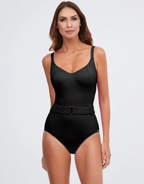 Mia Underwired Swimsuit - Black cup sized swimwear women, supportive swimsuits for large bust