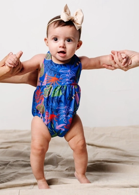 Midnight Jungle | Baby Romper One-Piece girls full coverage swimwear, kids swimwear for pool