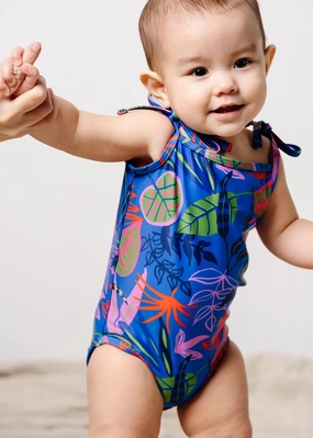 Midnight Jungle | Baby Simply One-Piece girls full coverage swimwear, kids swimwear for pool
