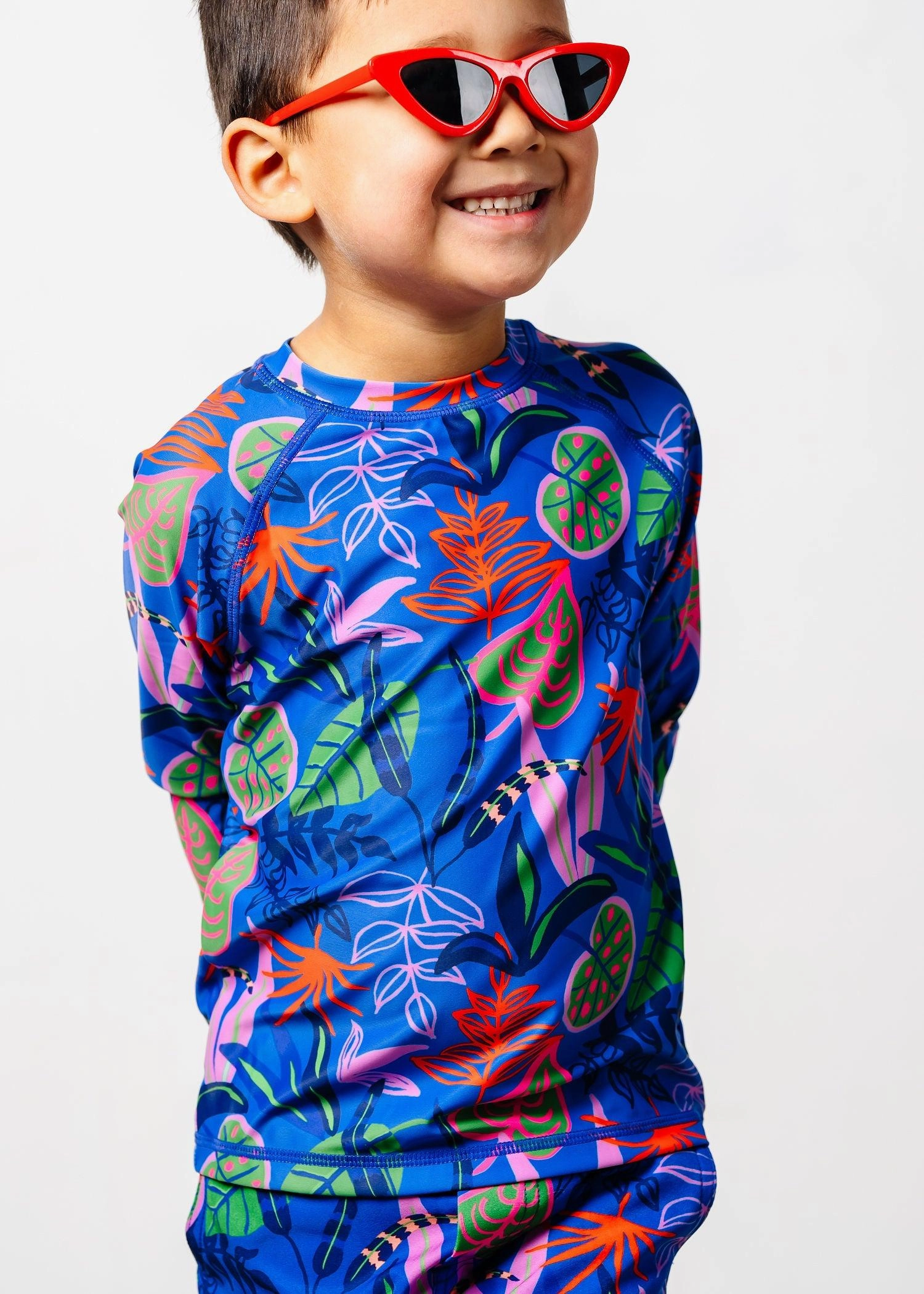 Midnight Jungle | Mini Rashguard Top (Unisex) boys summer swimwear, boys rash guard swim sets
