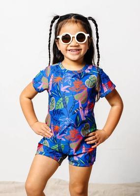 Midnight Jungle | Mini Shorties Rashguard (Unisex) cute girls swimsuits, stylish swimwear for girls