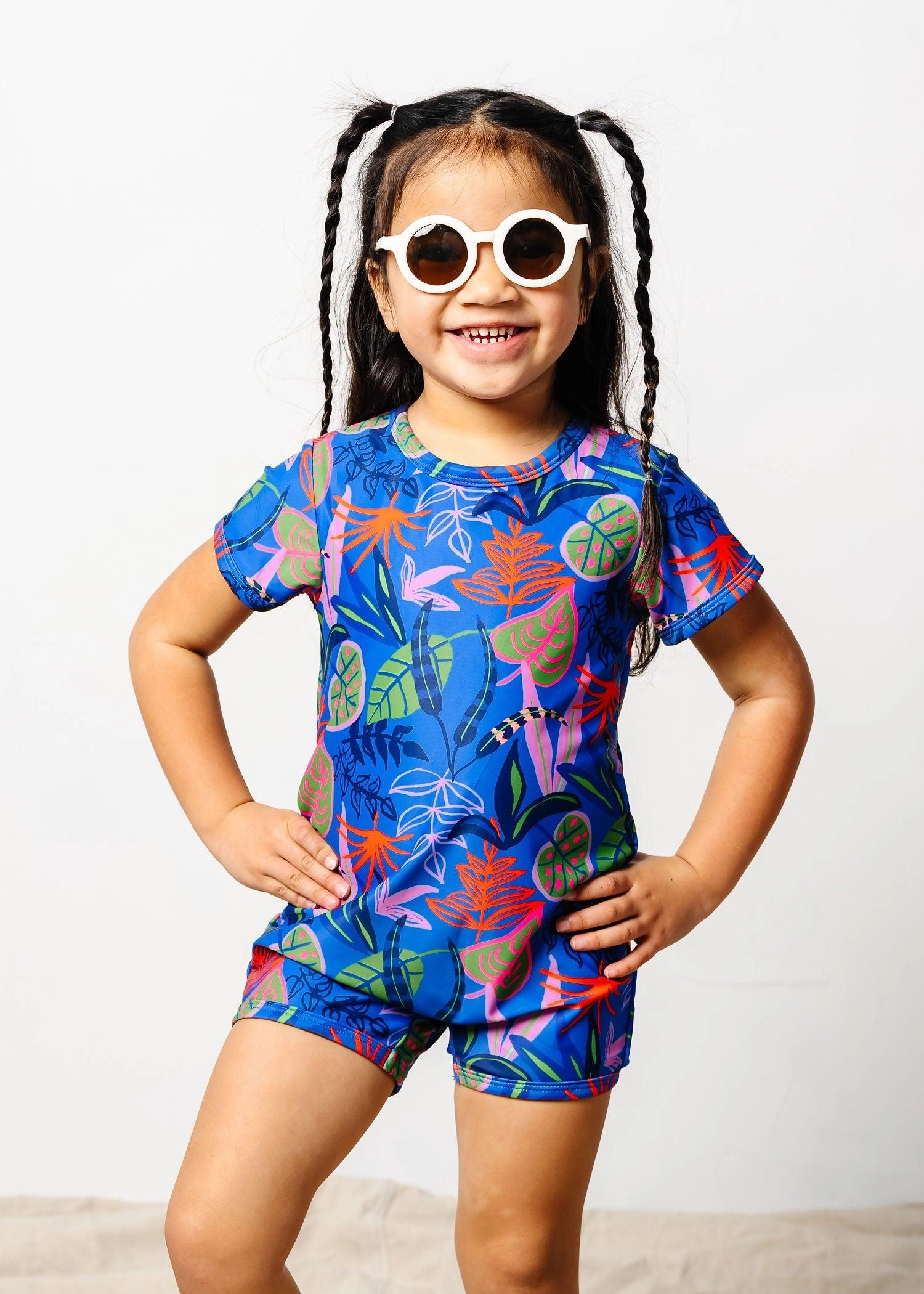 Midnight Jungle | Mini Shorties Rashguard (Unisex) cute girls swimsuits, stylish swimwear for girls