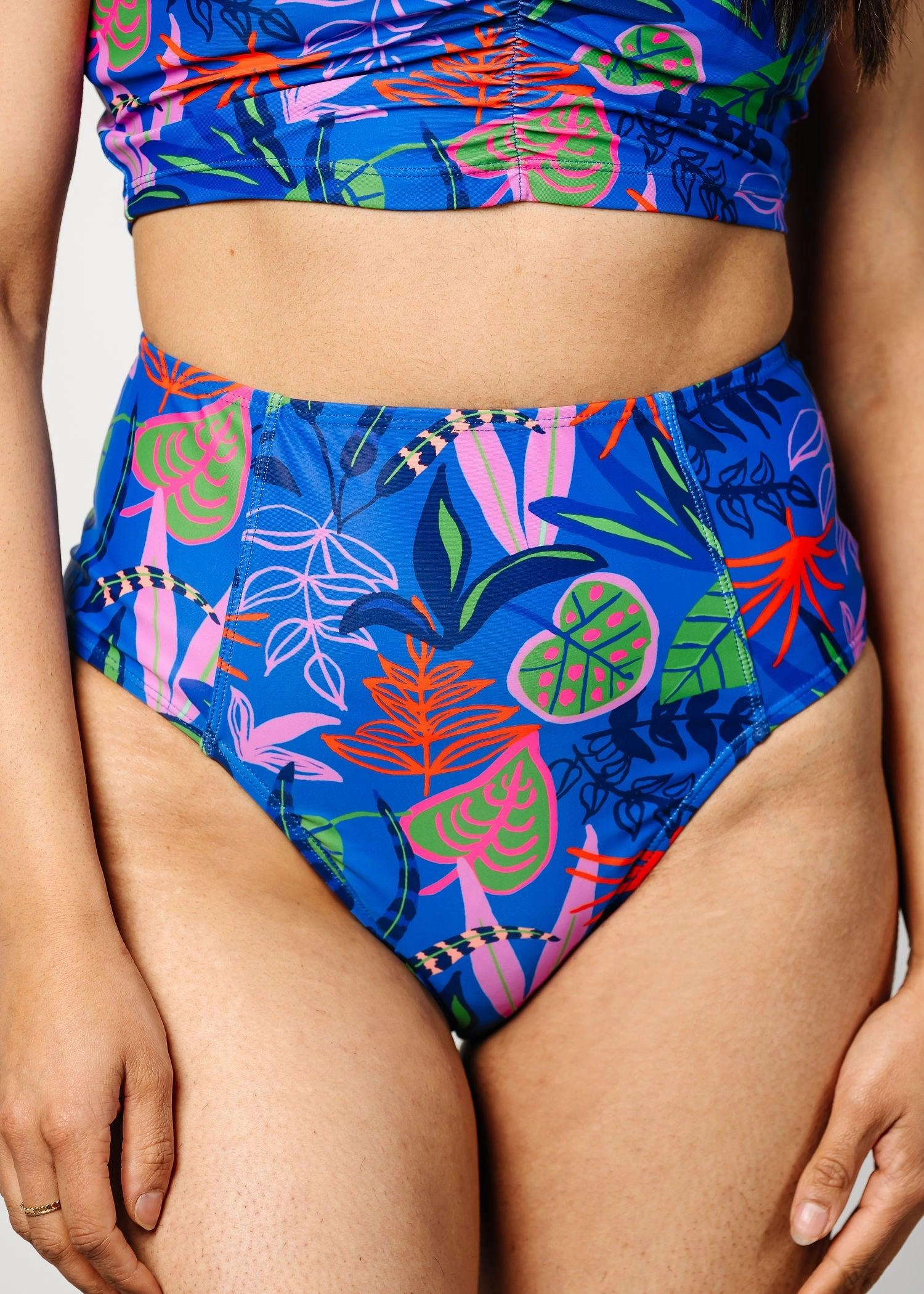 Midnight Jungle | Up High Bottoms elastic waistband swim bottoms, mix-and-match bikini bottoms