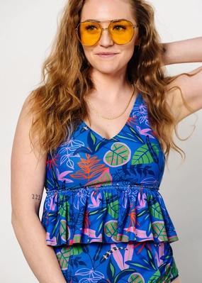 Midnight Jungle | V-Neck Top tankini swim tops, adjustable bikini tops