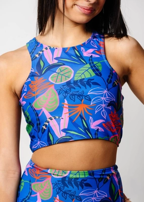 Midnight Jungle | Youth Racer Back Top cute girls swimsuits, stylish swimwear for girls
