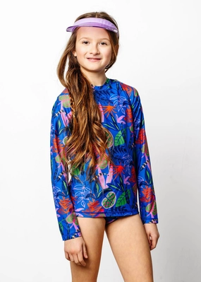 Midnight Jungle | Youth Rashguard Top (Unisex) cute girls swimsuits, stylish swimwear for girls