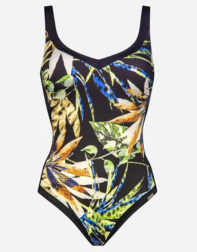 Midnight Sounds Moulded Swimsuit - Ethno Jungle womens resort swimwear, flattering one-piece swimsuits
