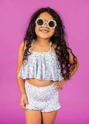 Mint Flowers | Mini All Ruffled Up Bottoms cute girls swimsuits, stylish swimwear for girls