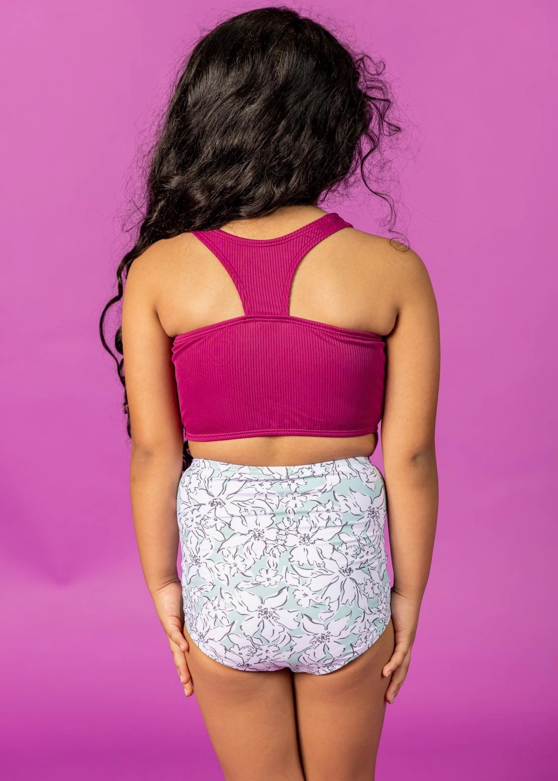 Mint Flowers | Mini Down in Front Ruffle Bottoms