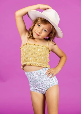 Mint Flowers | Mini High-Waisted Bottoms cute girls swimsuits, stylish swimwear for girls