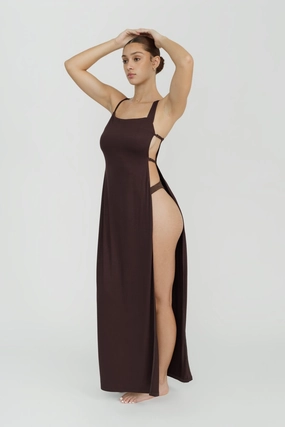 Monroe Maxi Dress - Chocolate soft fabric swimwear women, resort swimwear for ladies