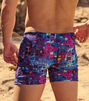 Mosaic Tan Through Swim Shorts affordable men's swimwear, summer swimwear for men