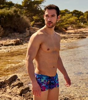 Mosaic Tan Through Swim Trunks affordable men's swimwear, summer swimwear for men