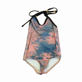 Munster Girls Blue | Pink Palm Trees 1-piece Swimsuit cute swimsuits for teen girls, modest teen swimwear