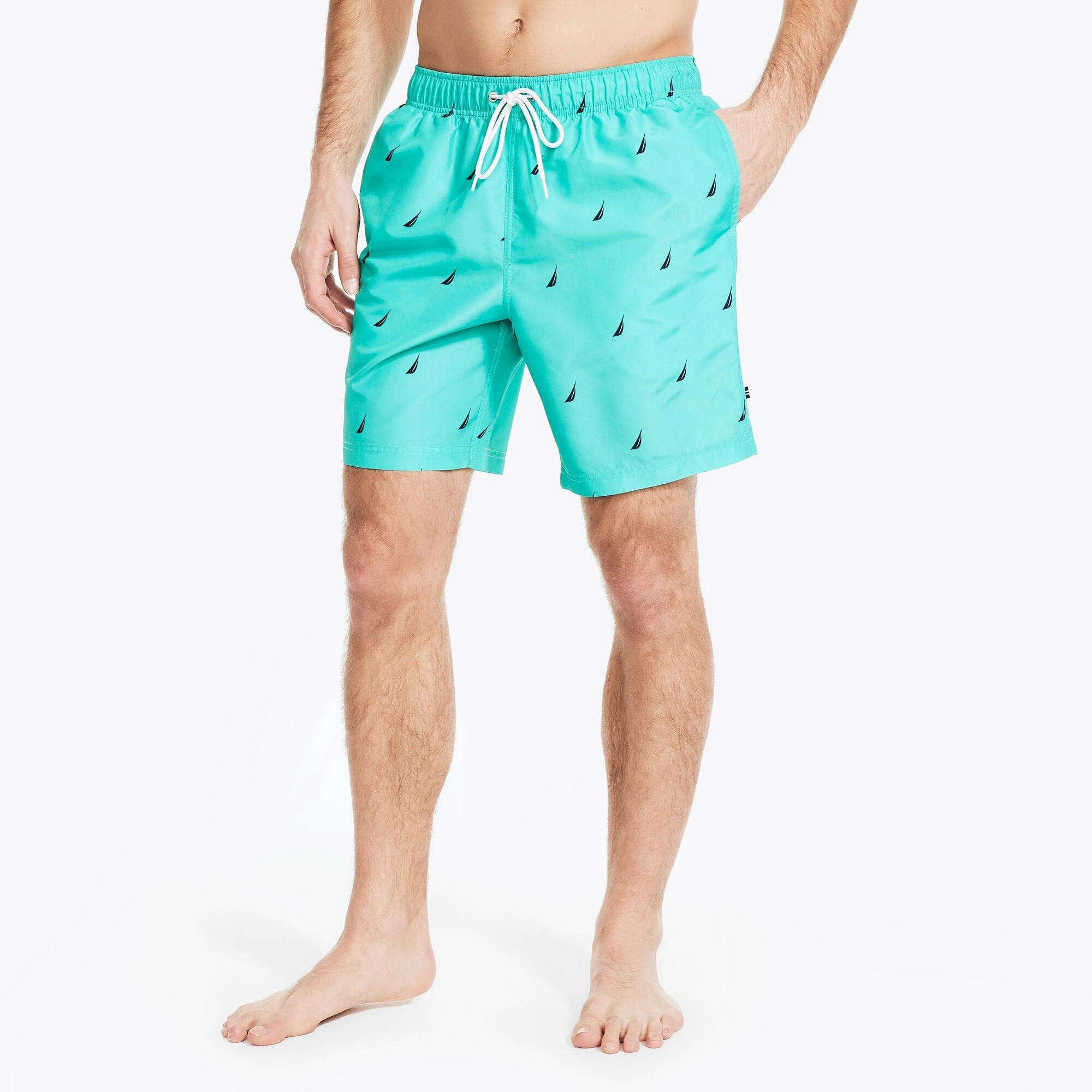 Nautica Mens 8" Logo Print Quick-Dry Swim
