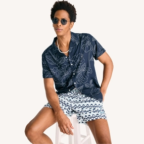 Nautica Mens Miami Vice X Nautica Sustainably Crafted 5" Printed Swim mens beach swimwear, quick dry mens swimsuits