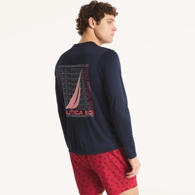 Nautica Mens Navtech Rash Guard Swim Shirt mens beach swimwear, quick dry mens swimsuits