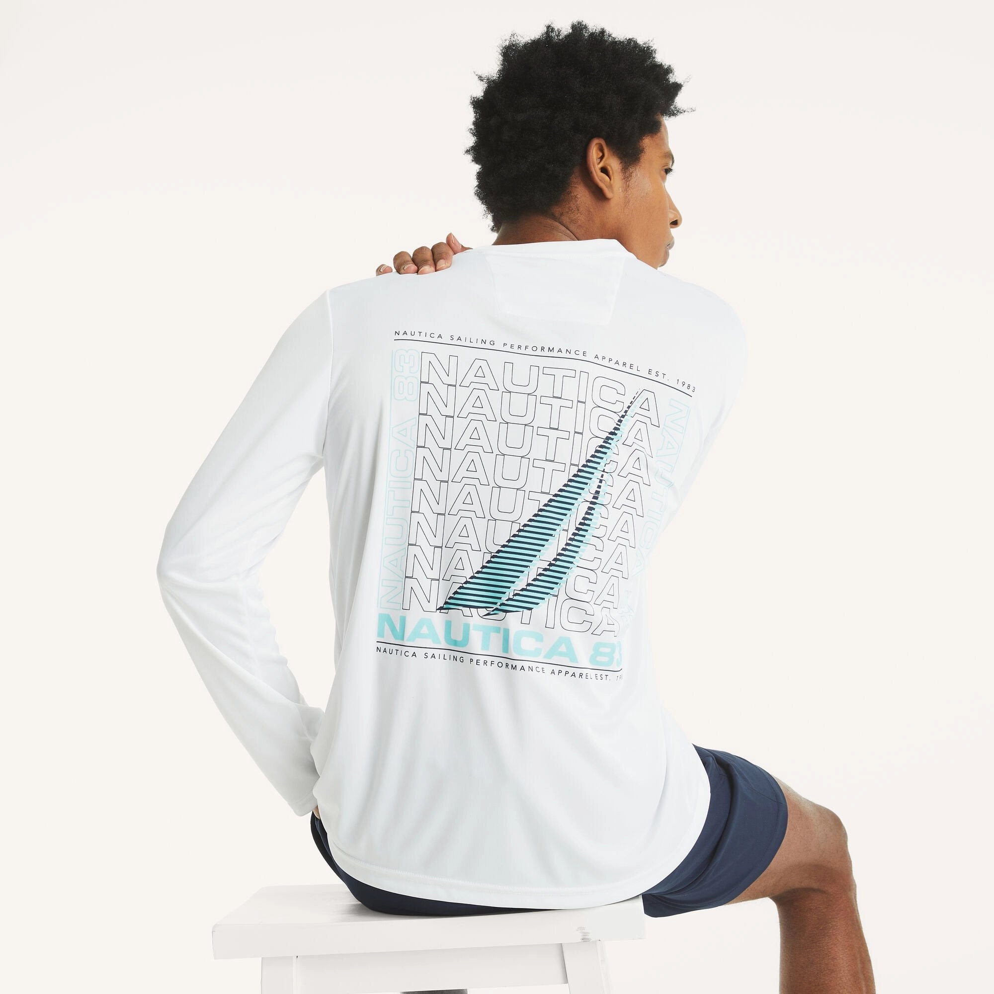 Nautica Mens Navtech Rash Guard Swim Shirt
