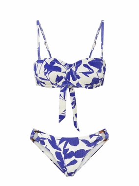 Nellie Top   Ring Trim Bottom In Moraea Garden Texture bikini bottom with tie sides, swim top for sunbathing