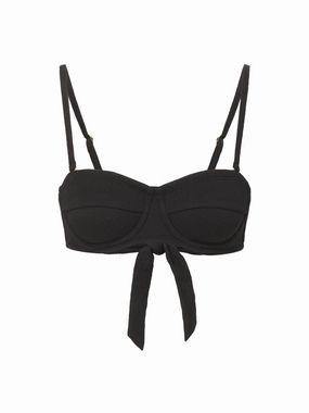 Nellie Top Black Texture strapless swimwear tops, lightweight swim tops