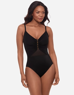 Network News Mariposa Swimsuit - Black tummy control swimwear women, slimming swimsuits