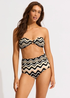 Neue Wave High Waisted Bikini Bottom - Black plus size swimwear women, summer swimwear for ladies