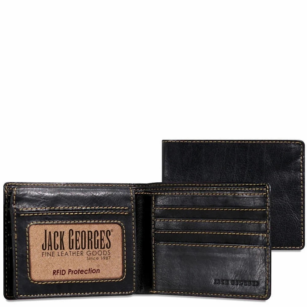 Jack Georges Voyager Bifold Wallet With Id Flap RFID Blocking Pouch