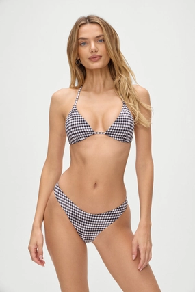 Nick Skimpy Triangle Bikini Top - Blackberry Gingham womens printed swimsuits, beach ready swimwear ladies