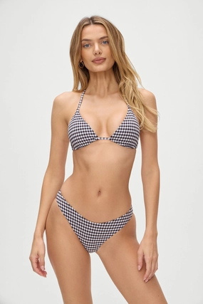 Nick Skimpy Triangle Bikini Top - Blackberry Gingham beach bikini styles for women, modern cut swim bikinis