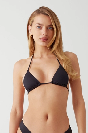 Nick String Triangle Bikini Top - Black beach bikini styles for women, modern cut swim bikinis