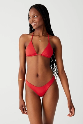 Nick String Triangle Bikini Top - True Red womens printed swimsuits, beach ready swimwear ladies